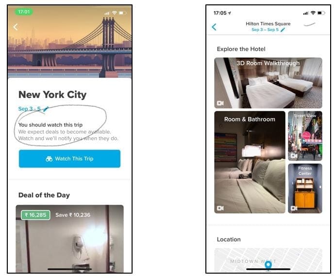 hotel pricing screenshots